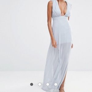 MissGuided light grey blue sheer flowy dress